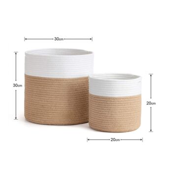 Pack Of Two Jute Rope Plant Basket Indoor Planters, 2 of 8