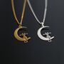 Cat Necklace, Silver Cat And Moon, thumbnail 2 of 8