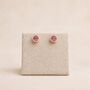7mm Gold Plated Sterling Silver Tourmaline Cubic Zirconia Stud Earrings, thumbnail 3 of 5