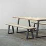 Wood And Steel Dining Table And Bench Set, thumbnail 2 of 7