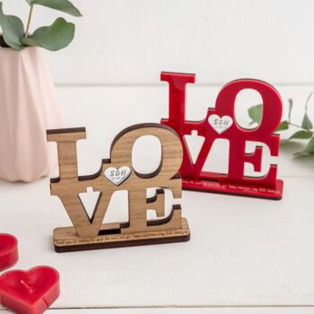 Personalised Freestanding Wooden Love Plaque, 3 of 3