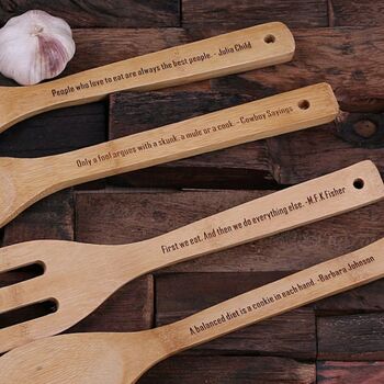 Personalised Bamboo Salad Spoons And Utensil Set, 3 of 3