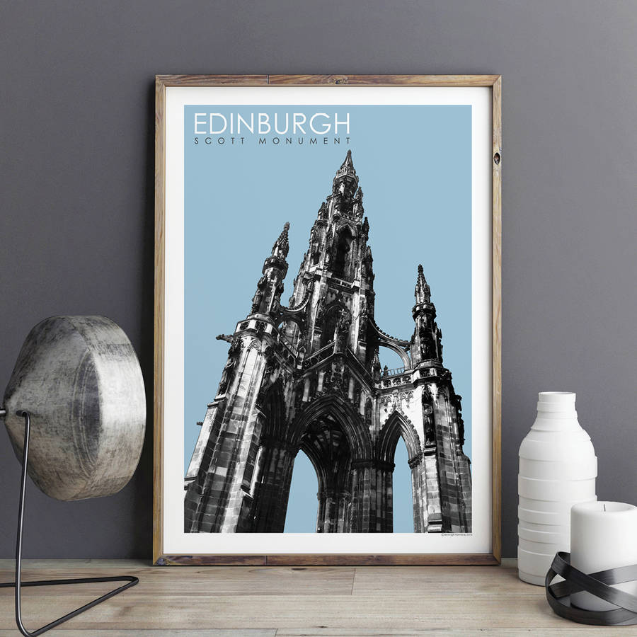 edinburgh art prints scott monument travel poster by bronagh kennedy