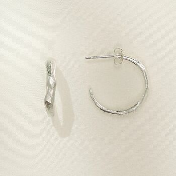 Zephir Silver Plated Brushed Hoop Earrings, 2 of 5