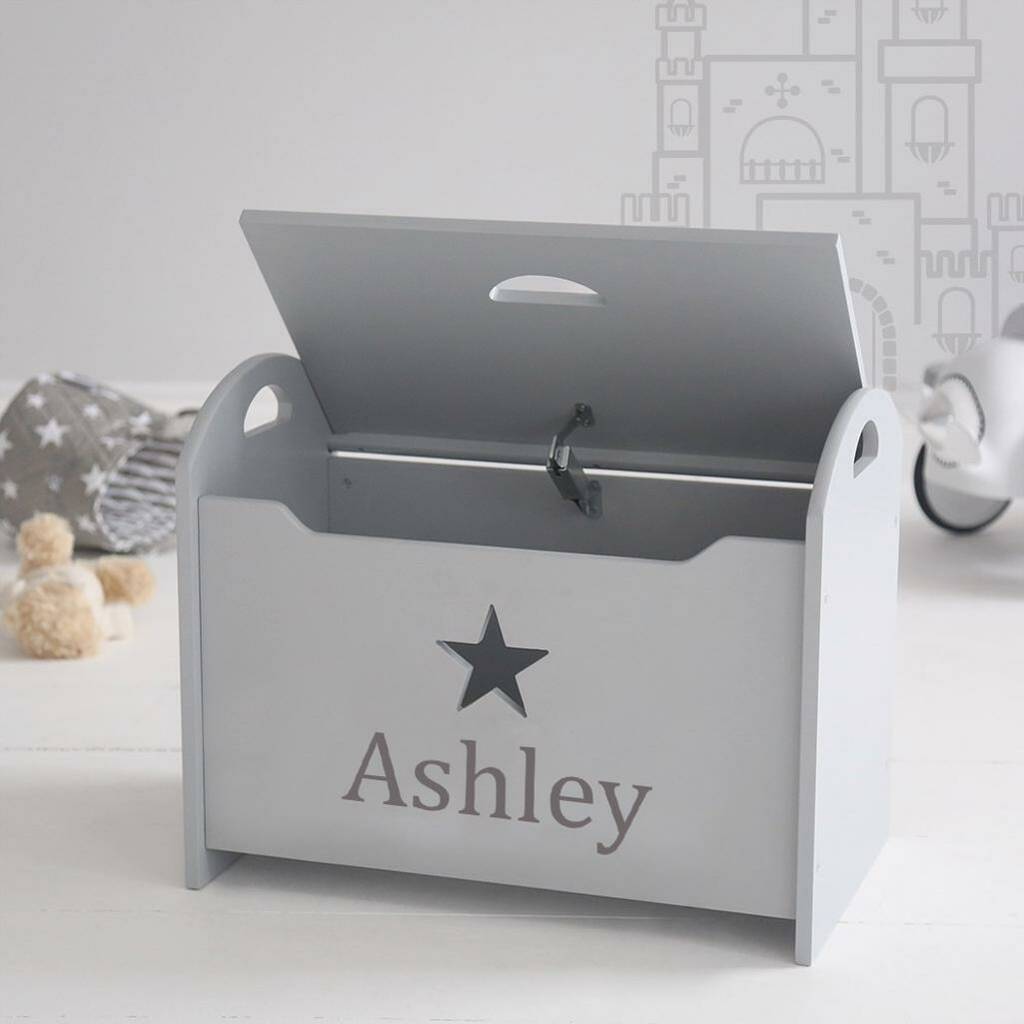 Personalised Grey Star Toy Box, 1 of 2