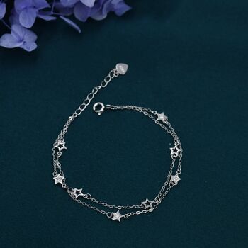 Double Layer Star Bracelet In Sterling Silver, 6 of 10