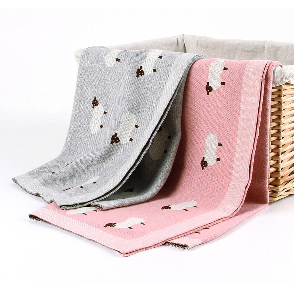 Little Sheep Knitted Baby Blanket By Hayley & Co