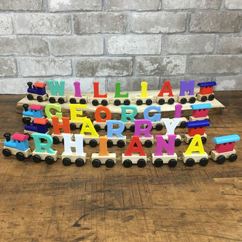 Multi Coloured Wooden Name Train, 5 of 9