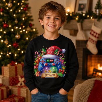 Kids Elf Mode Activated Christmas Sweatshirt, 5 of 6