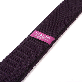 Dark Purple Silk Knitted Tie, 2 of 3