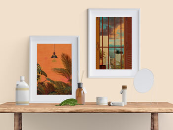 Scenic Colourful Exotic Palm Tree Art Print Set Of Two, 2 of 5