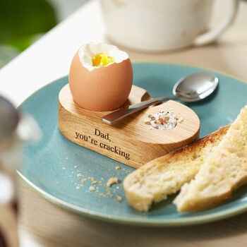 Personalised Solid Oak Double Egg Cup, 4 of 11