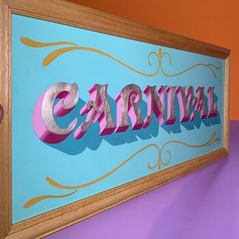 'Carnival' Gold Leaf Typography Wall Art Sign, 3 of 8