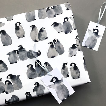 Baby Penguins Christmas Wrapping Paper Set, 4 of 10