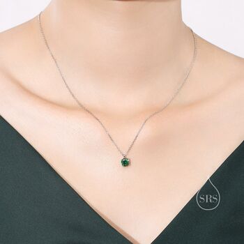 Sterling Silver Sapphire Blue Cz Pendant Necklace, 5 of 12