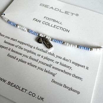 Manchester City Mcfc Bead Bracelet With Heart Charm, 3 of 8