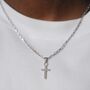 Men's 925 Sterling Silver Mini Cross X Rolo Chain Pendant Necklace Chain For Men, thumbnail 6 of 12