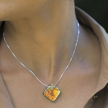 Orange Glass Sterling Silver Pendant Necklace, 3 of 12