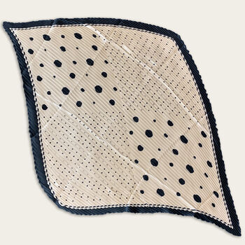 Beige Polka Dot Pleated Silky Scarf, 3 of 4