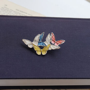 Rainbow Butterfly Brooch Silver Plated, 2 of 2