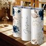 Custom Elegant Blue And Gold Floral Insulated Bottle Tumbler, thumbnail 1 of 7