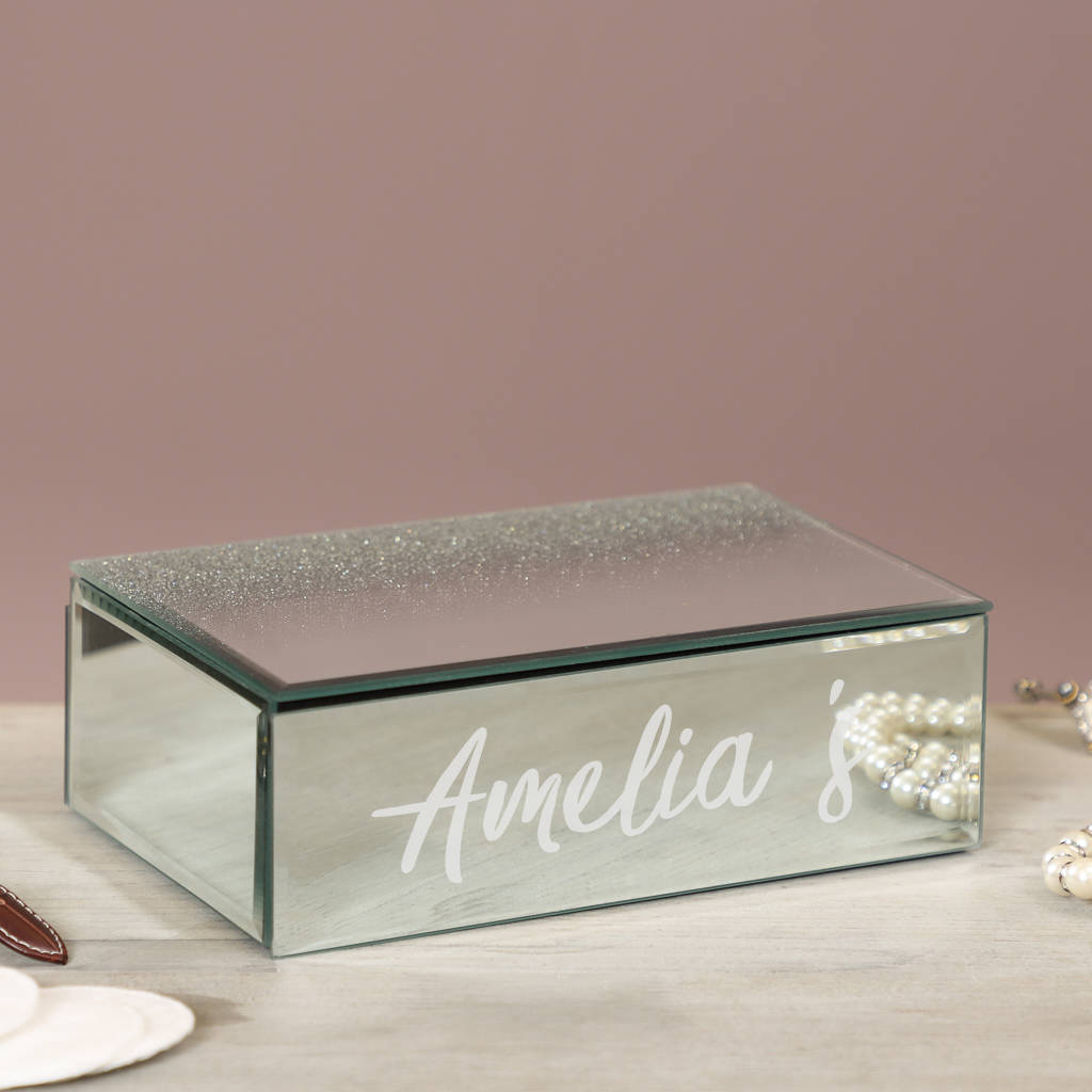 personalised mirrored sparkle glass jewellery box by dibor