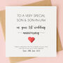 Personalised 1st Anniversary Card For Son And Son In Law, thumbnail 1 of 5