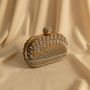 Gold Embroidered Oval Clutch Bag, thumbnail 3 of 9