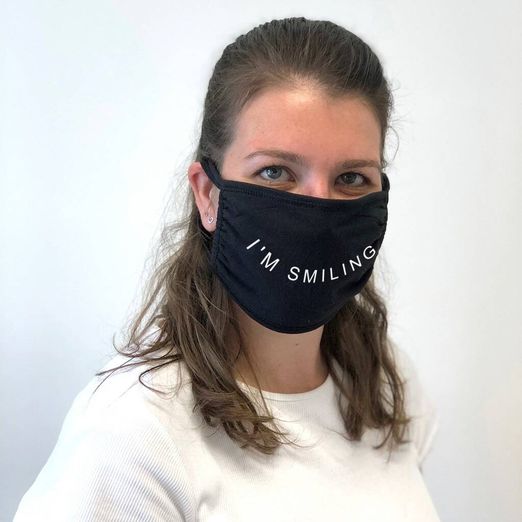 Download I'm Smiling Reusable Washable Face Mask By The Hummingbird ...