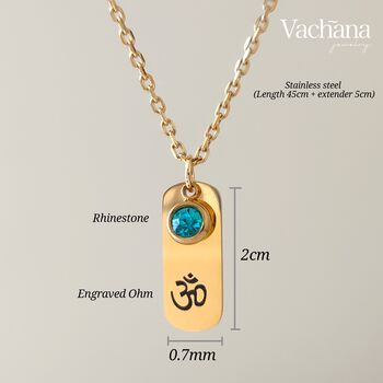 Ohm With Rhinestone Pendant Necklace, 5 of 6