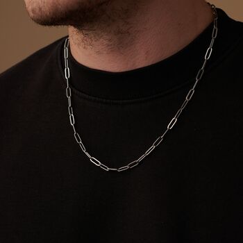 Silver Engraveable Paperclip Link Chain Necklace. Personalised Necklace, 3 of 11