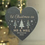 Personalised Christmas Tree Slate Heart Ornament, thumbnail 2 of 3