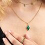 Green Onyx Diamond Shape Pendant On Bobble Chain, thumbnail 1 of 5