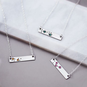 Birthstone Constellation Sterling Silver Bar Necklace, 4 of 7