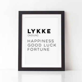 Lykke Happiness Typography Quote Print, 2 of 2