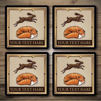 Personalised Bar Runner And Coasters Fox And Hare, 2 of 8
