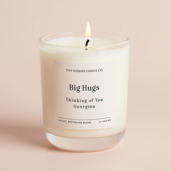 Personalised Big Hugs Thinking Of You Soy Wax Candle, 2 of 5