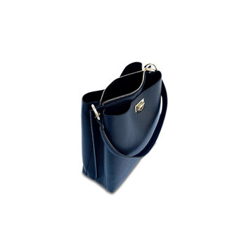 Navy Leather Tote Bag With Navy Boho Strap, 3 of 8