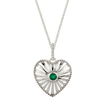 Heart Rays Green Onyx Silver Necklace, 6 of 10