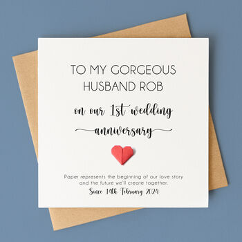 Personalised 1st Wedding Anniversary Card For Husband Or Wife, 3 of 7