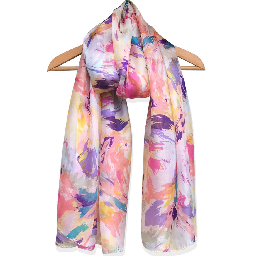 Large 'Brushstrokes' Pure Silk Scarf By Wonderland Boutique ...
