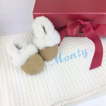 Sheepskin Slippers And Lambswool Christmas Eve Box, 4 of 6