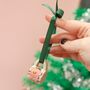 Hand Painted Mini Ceramic Mug Christmas Ornament With Flower, thumbnail 5 of 5