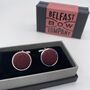 Irish Linen Cufflinks In Burgundy, thumbnail 2 of 2