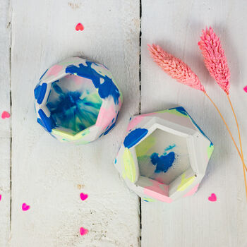 Jesmonite Marbled Mini Planters And Tray, 4 of 5