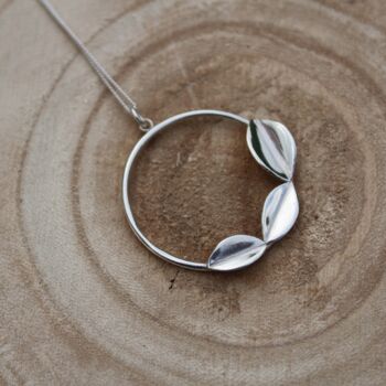 Geometric Leaf Pendant In Sterling Silver, 6 of 8