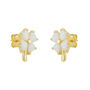 White Opal Four Leaves Clover Sterling Silver Earring In Gold, thumbnail 3 of 7