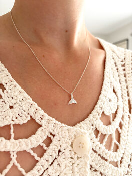 Sterling Silver Whale Tail Pendant Necklace, 9 of 9