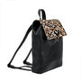 Leopard Print And Black Leather Yale Backpack, thumbnail 3 of 8