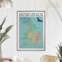 National Trails Of England And Wales Map Art Print, thumbnail 1 of 9